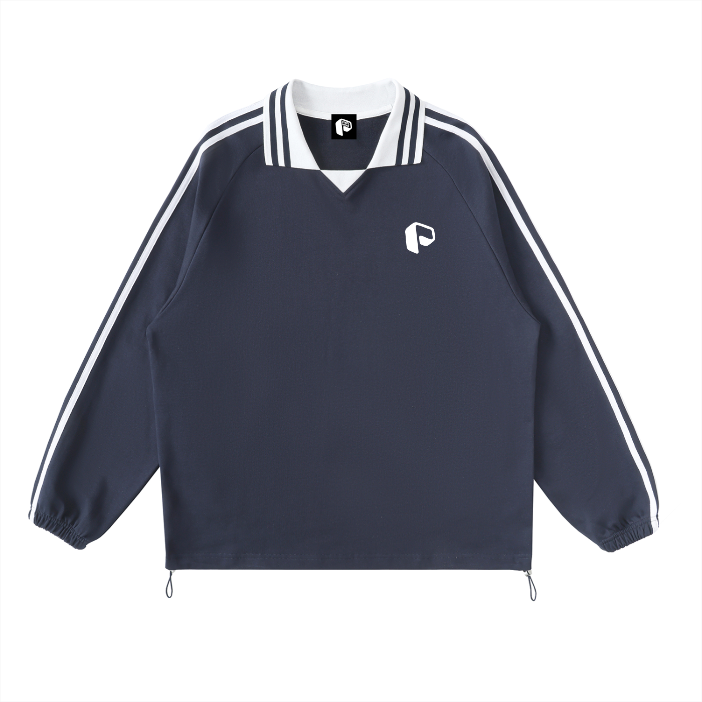 Contrast Striped Lapel Collar ,collared sweatshirt,Sweatshirt