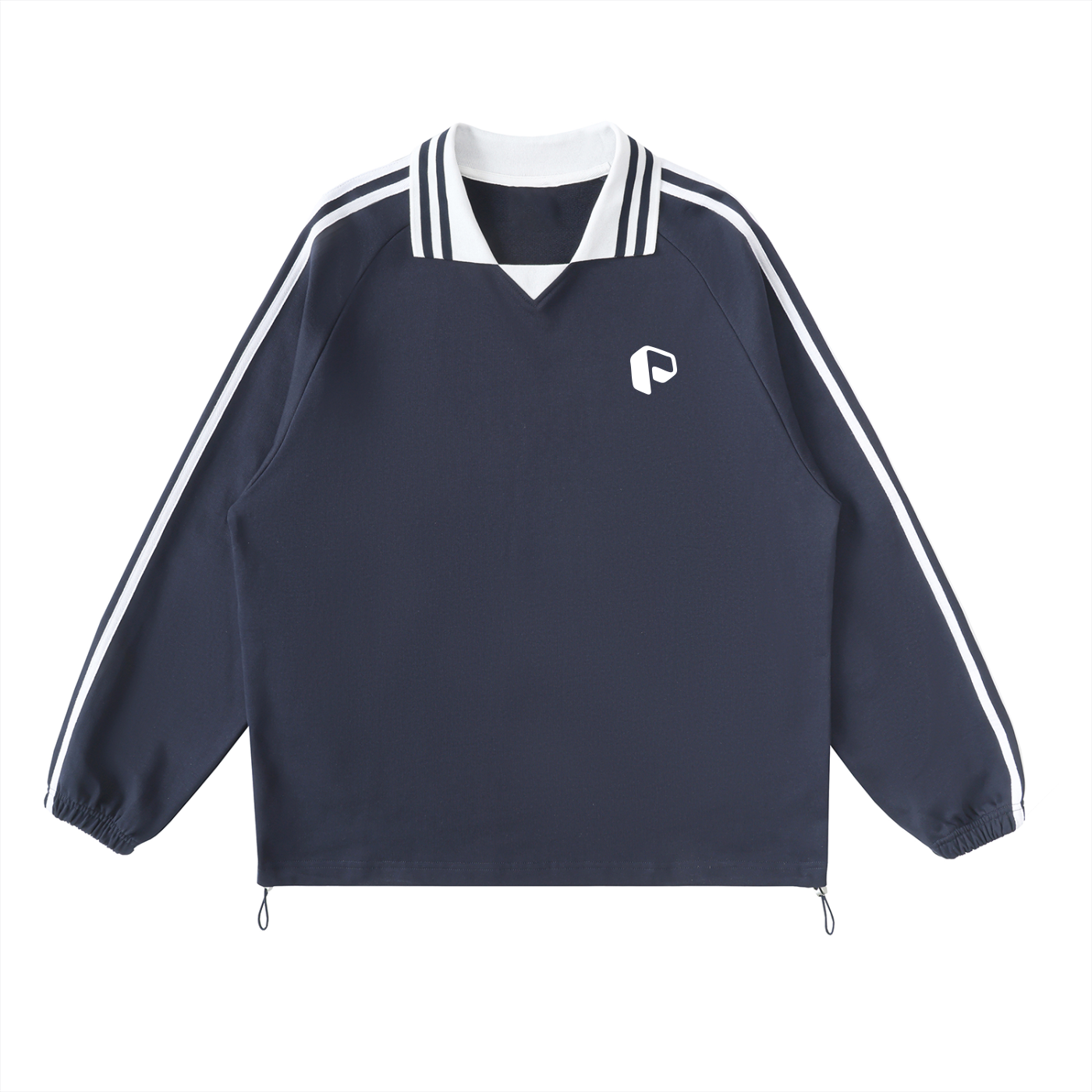 Contrast Striped Lapel Collar ,collared sweatshirt,Sweatshirt