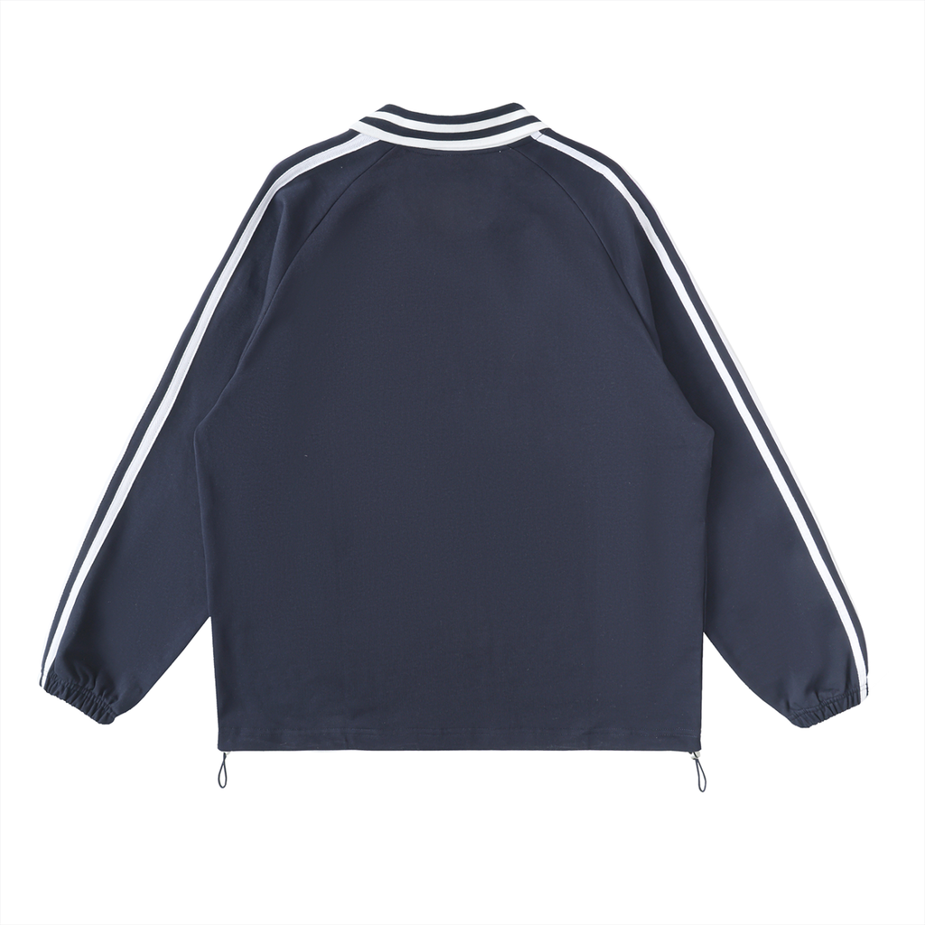 Contrast Striped Lapel Collar ,collared sweatshirt,Sweatshirt