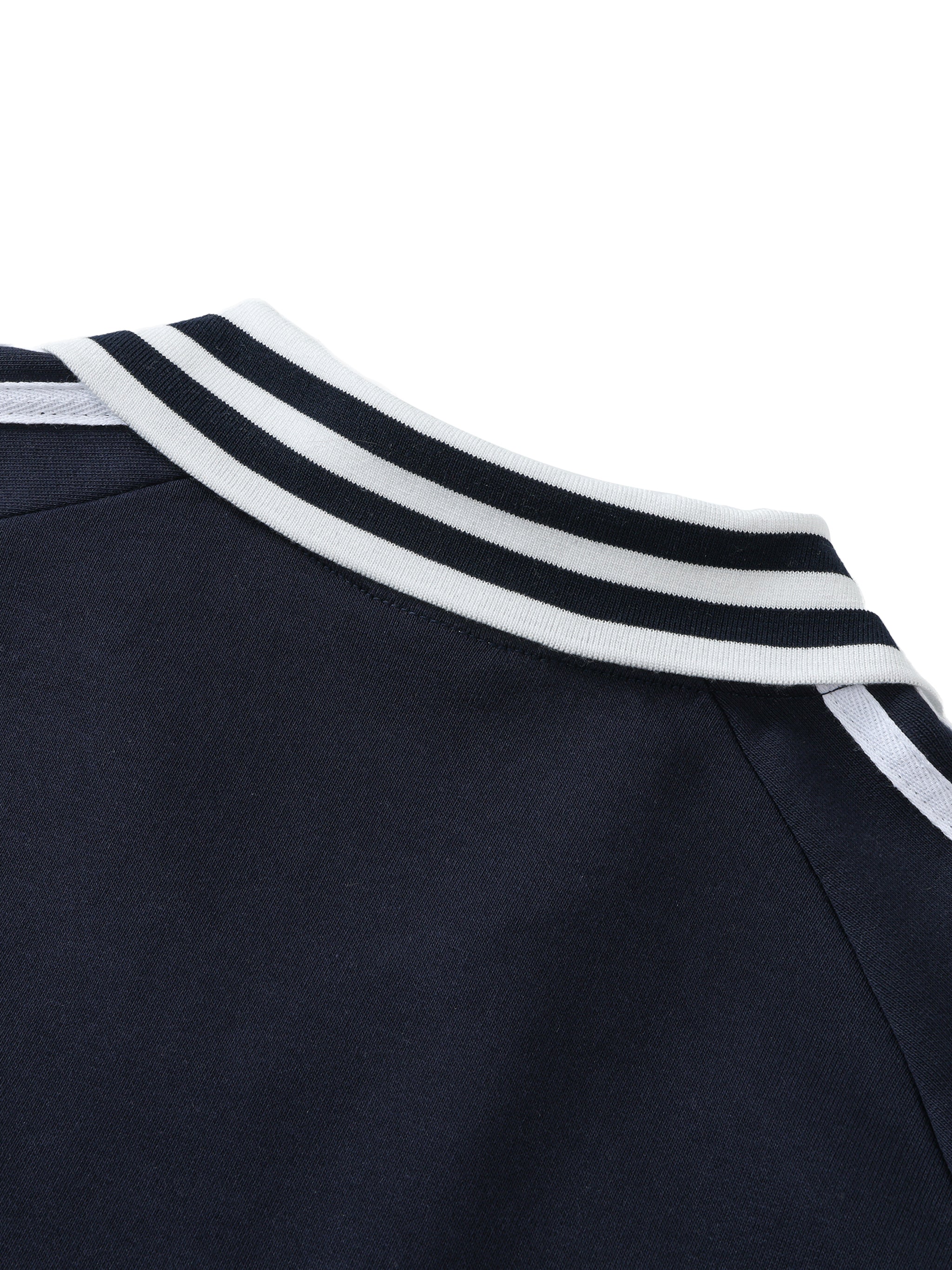 Contrast Striped Lapel Collar ,collared sweatshirt,Sweatshirt