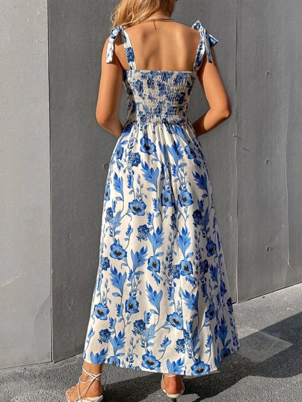Slim Dress Sleeveless Sling Print Temperament Women's Long Dress - PIXEL WEAR