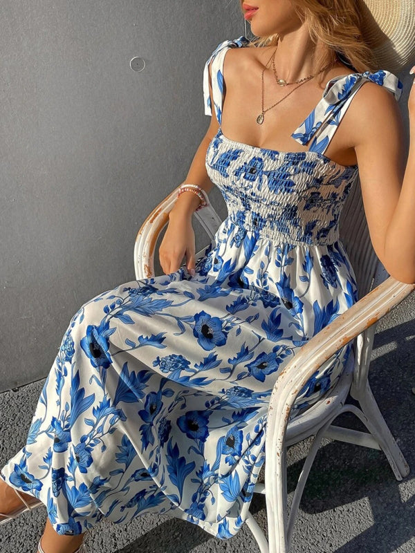 Slim Dress Sleeveless Sling Print Temperament Women's Long Dress - PIXEL WEAR