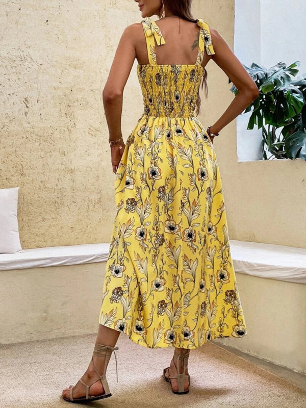 Slim Dress Sleeveless Sling Print Temperament Women's Long Dress - PIXEL WEAR