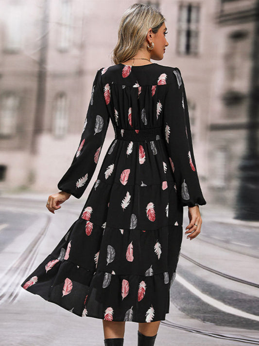 Women's Fashion Long Sleeve Elegant Dress - PIXEL WEAR