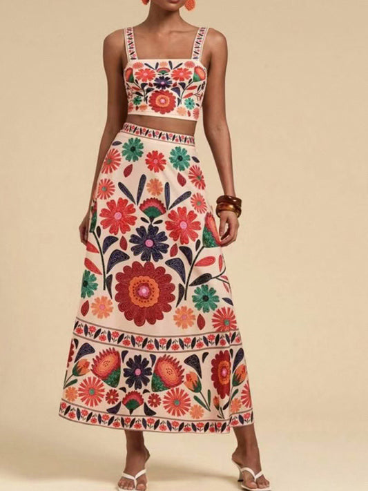 Women's Printed Fashion Suspender + Skirt Set - PIXEL WEAR