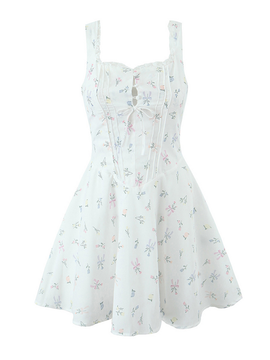 Lace Floral V-Neck Suspender Dress - PIXEL WEAR