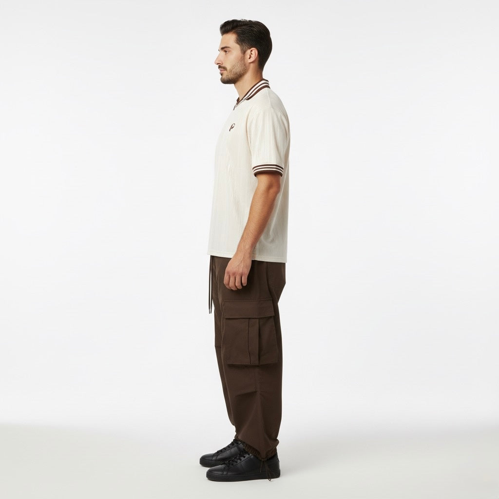 Contrast Stripes Polo Collar T-Shirt - PIXEL WEAR