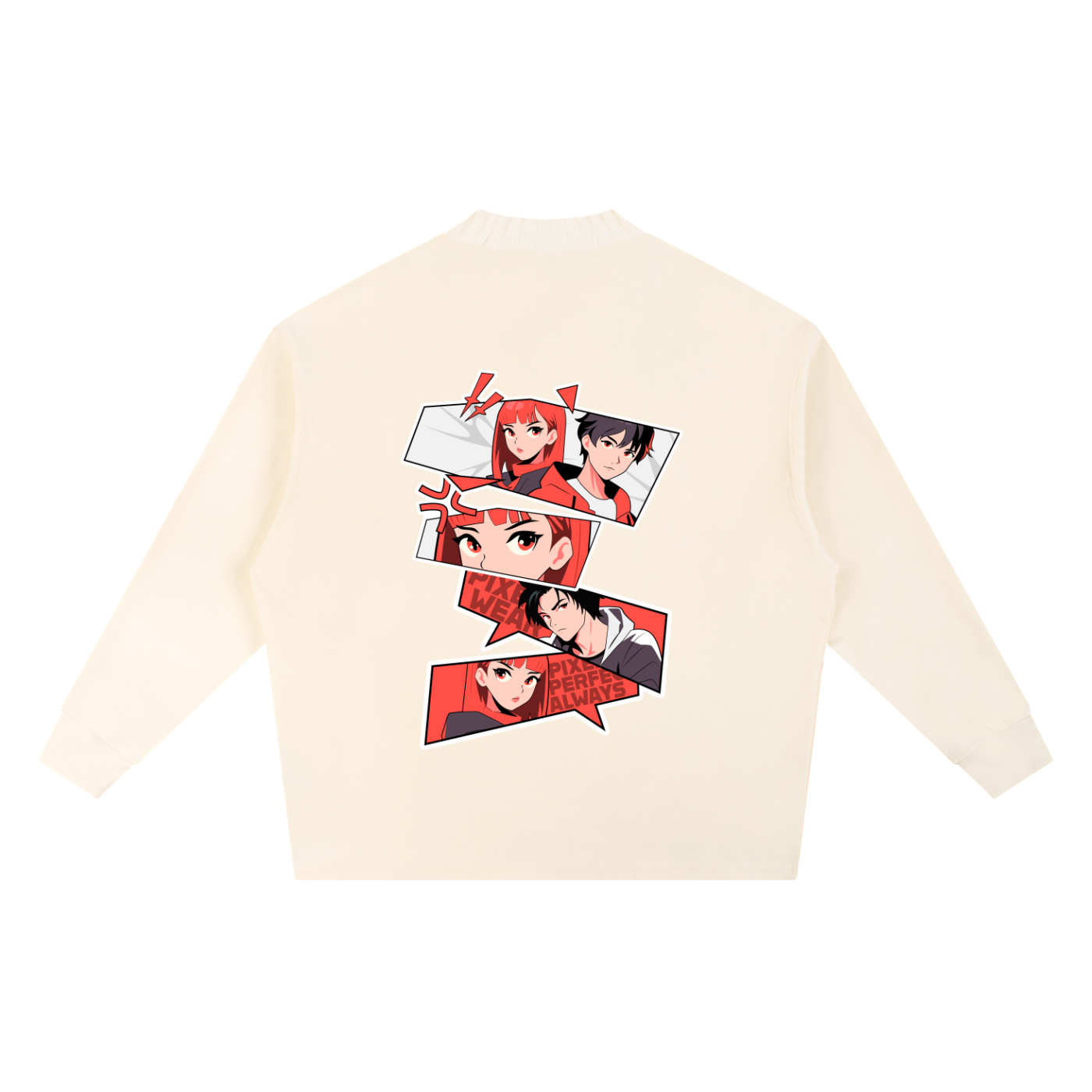 Knitted Round Neck,Oversize Sweatshirt,Oversize ,Sweatshirt,Japanese,Anime Sweatshirt