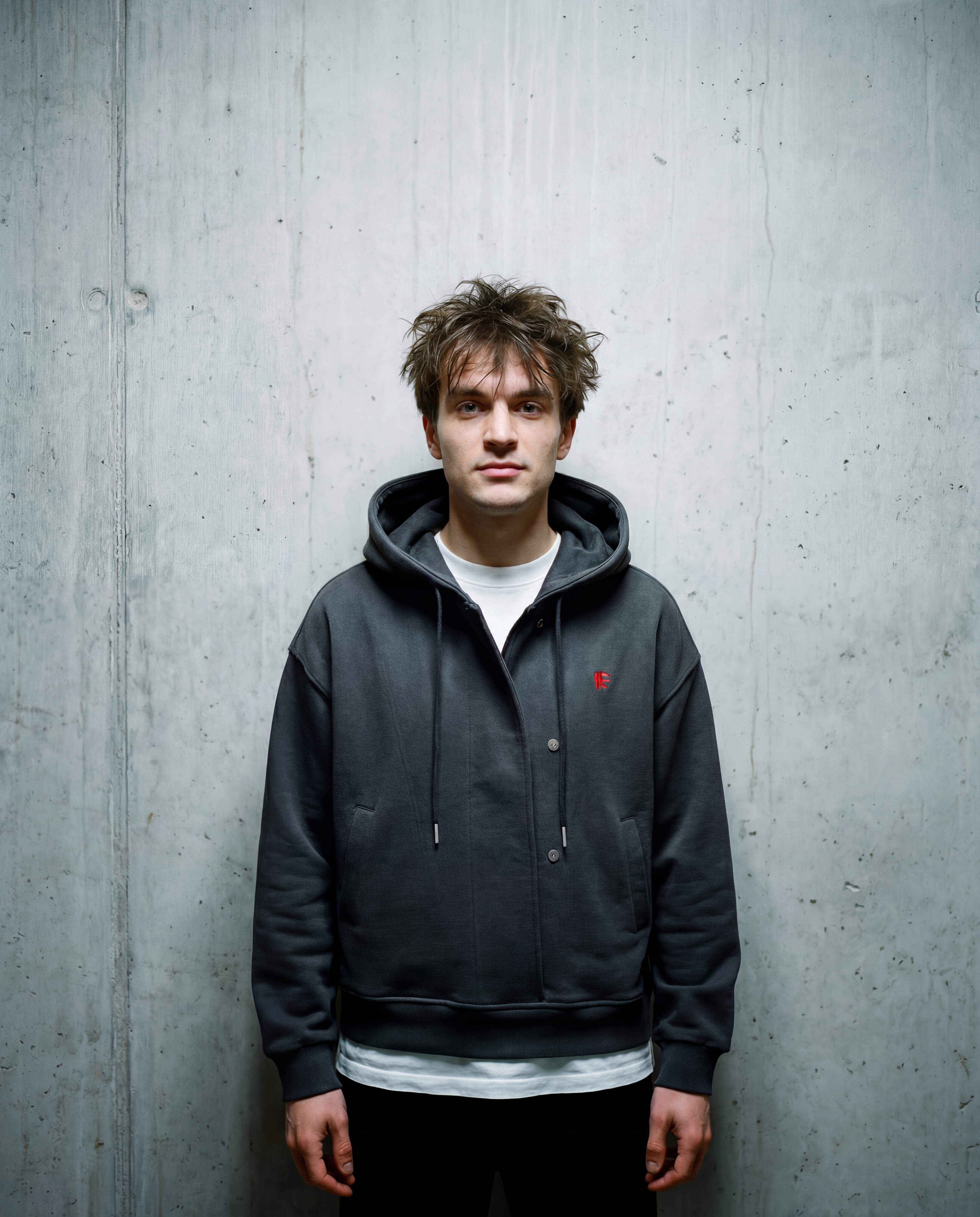 Boxy Button Placket Hoodie - PIXEL WEAR LTD