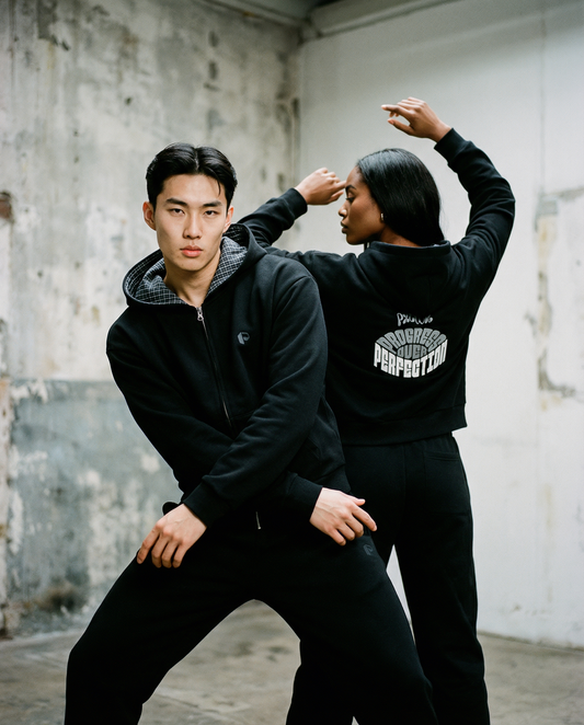 Contrast Plaid Boxy Zip Hoodie - PIXEL WEAR LTD