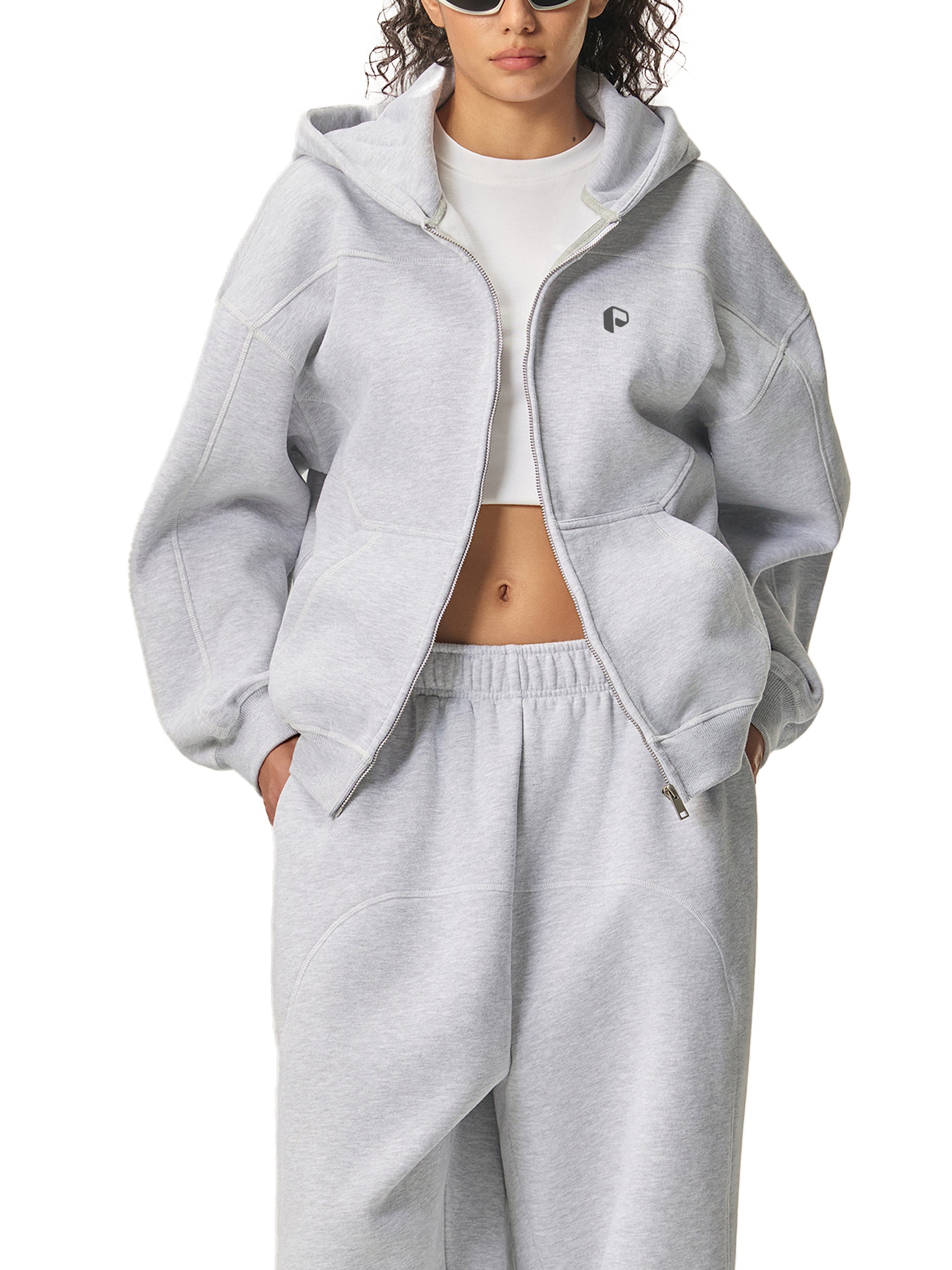 Contrast-Stitched Boxy Fleece Hoodie - PIXEL WEAR