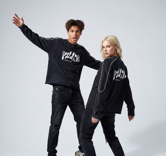 Mineral Wash Piping Raw Hem Sweatshirt - PIXEL WEAR LTD