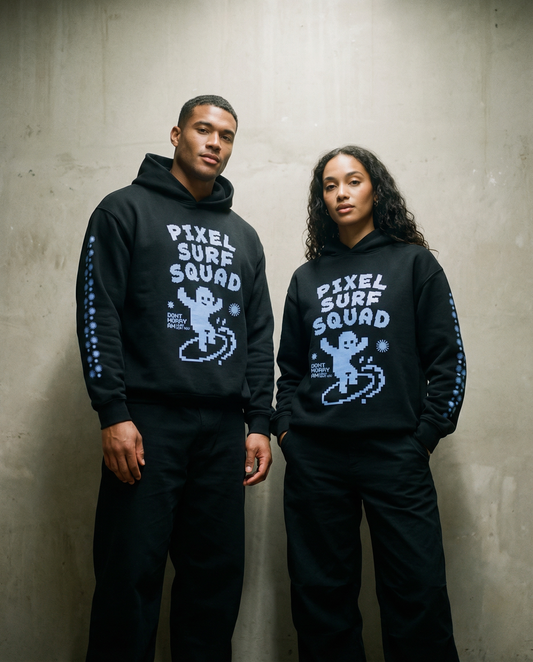 Pixel Surf Fleeced Boxy Hoodie - PIXEL WEAR LTD