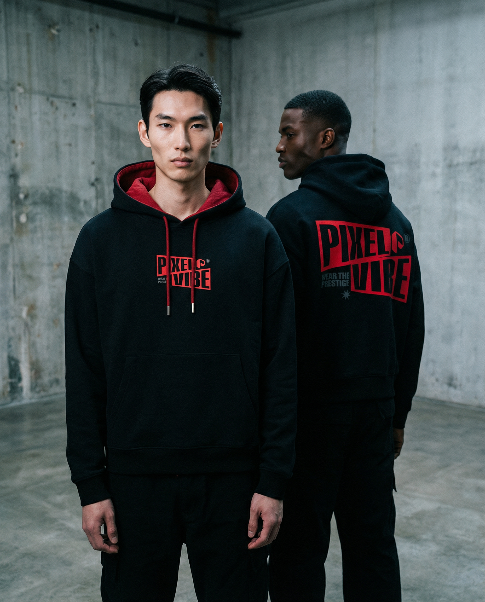 Pixel Vibe Contrast Drawstring Hoodie - PIXEL WEAR LTD