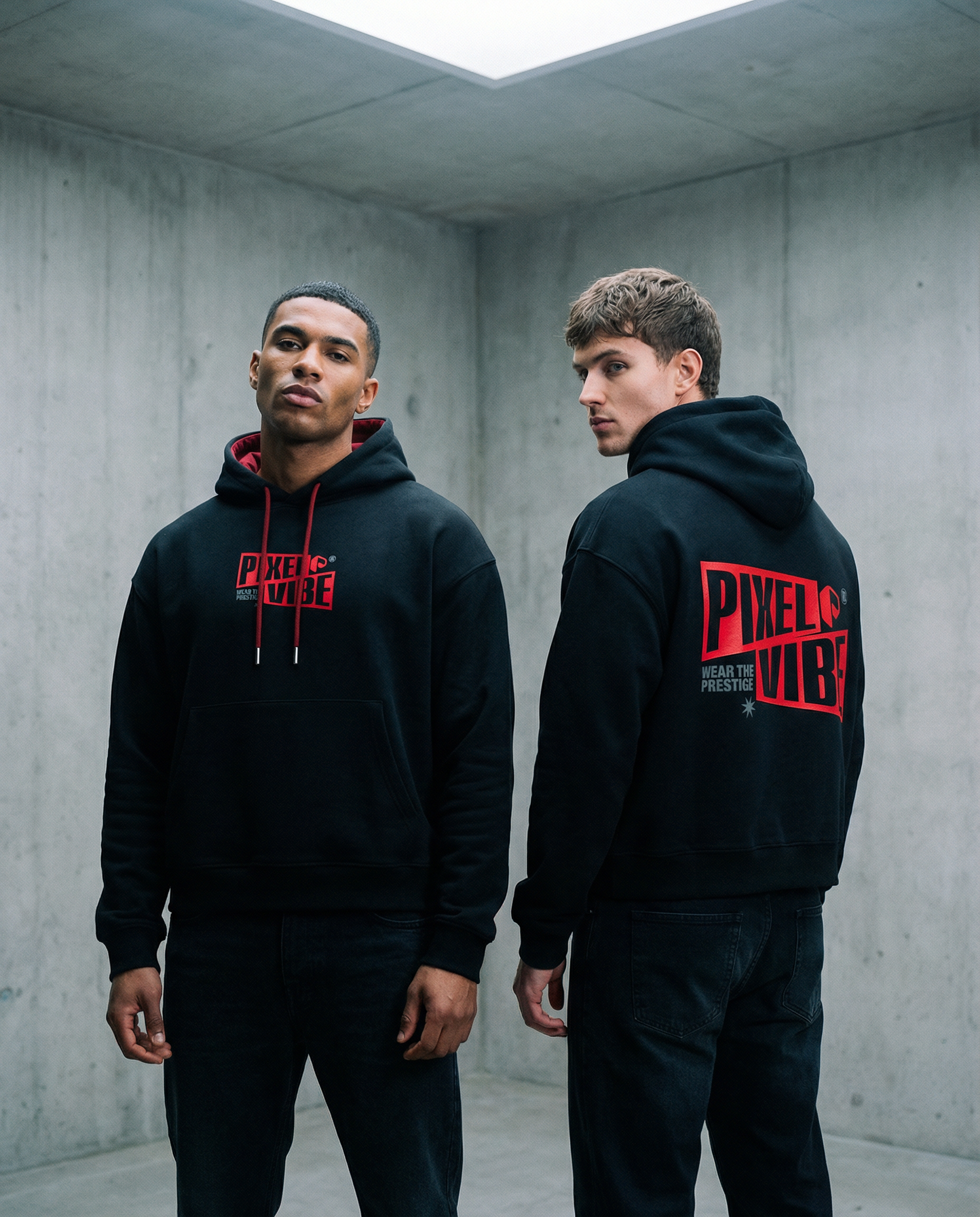 Pixel Vibe Contrast Drawstring Hoodie - PIXEL WEAR LTD