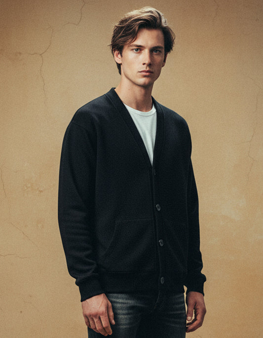 Snow Washed Sweat Cardigan - PIXEL WEAR