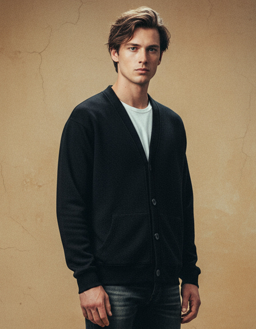 Snow Washed Sweat Cardigan - PIXEL WEAR