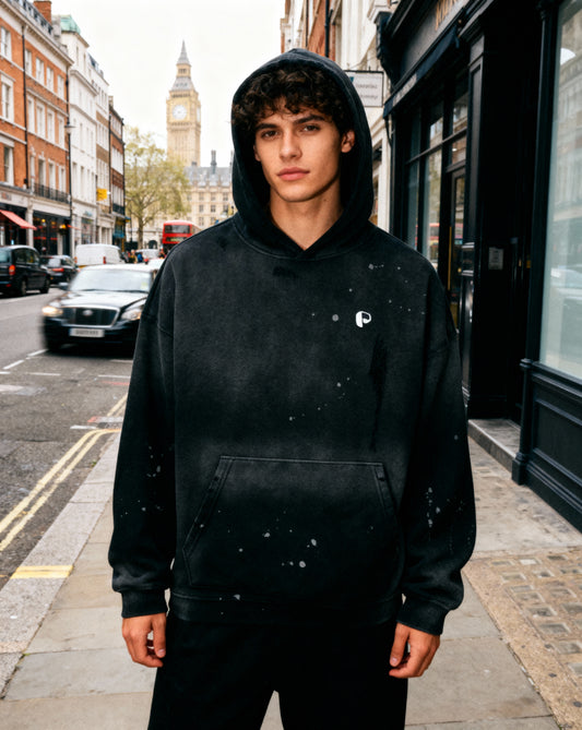 Vintage Washed Frayed Fleece Hoodie - PIXEL WEAR