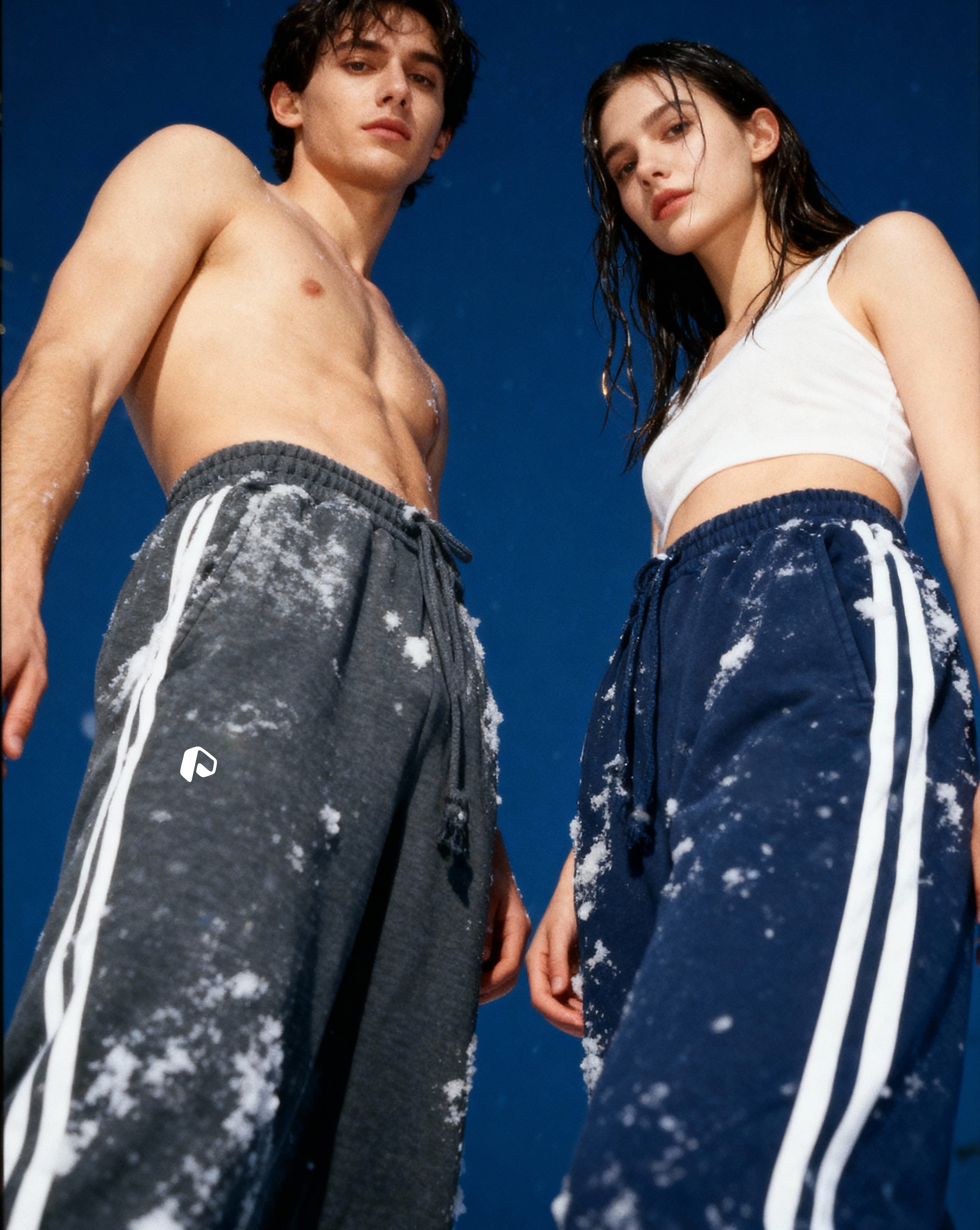 Snow Washed Contrast Tape Sweatpants - PIXEL WEAR