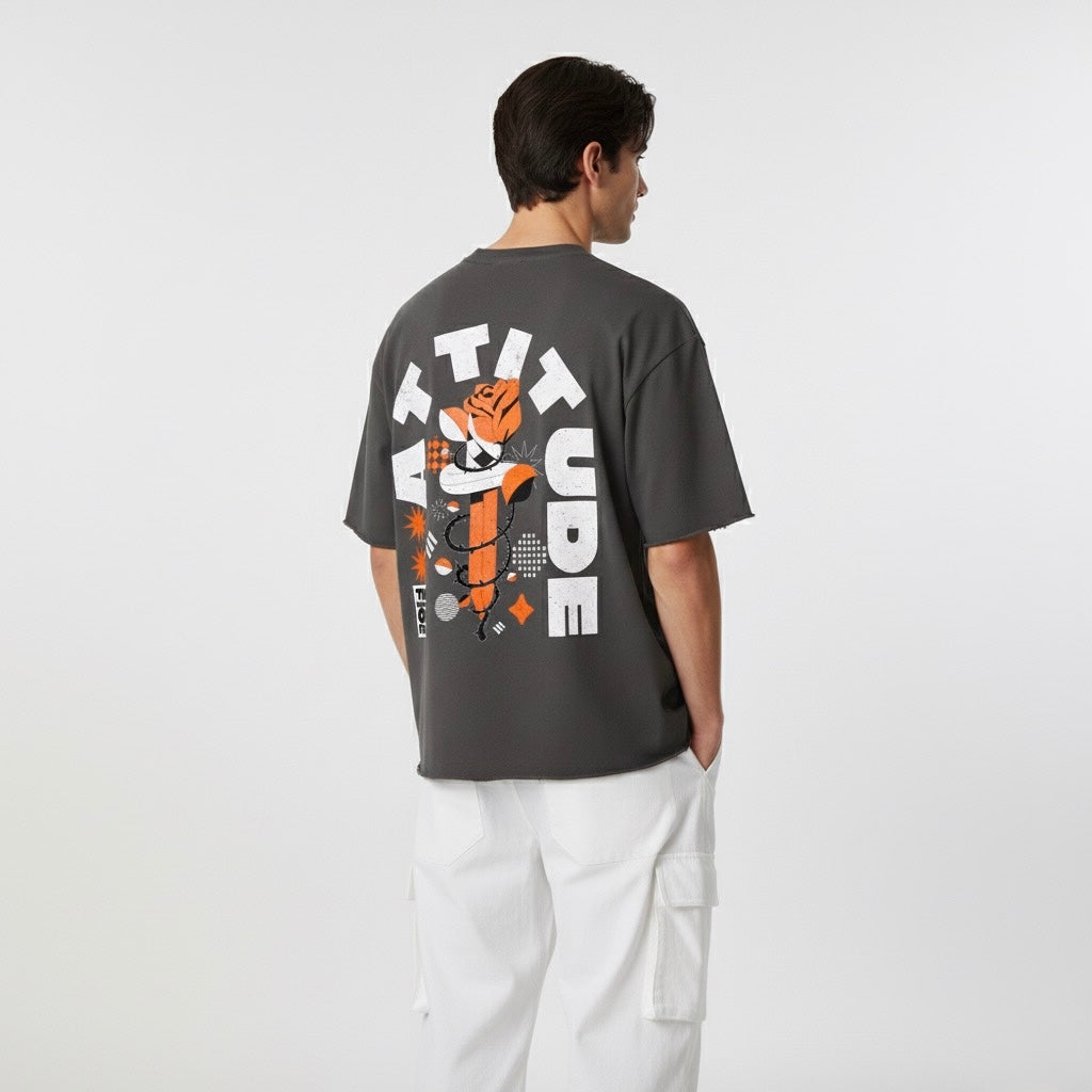 Boxy Half-Sleeve Raw-Edge T-Shirt - PIXEL WEAR