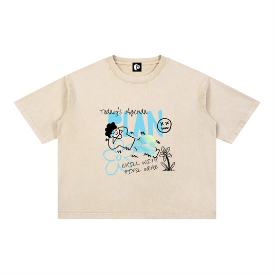 MINERAL WASH,BOXY TSHIRT,COTTON T-SHIRT,T-SHIRT,NEW,MENS WEAR,CHILL PLAN