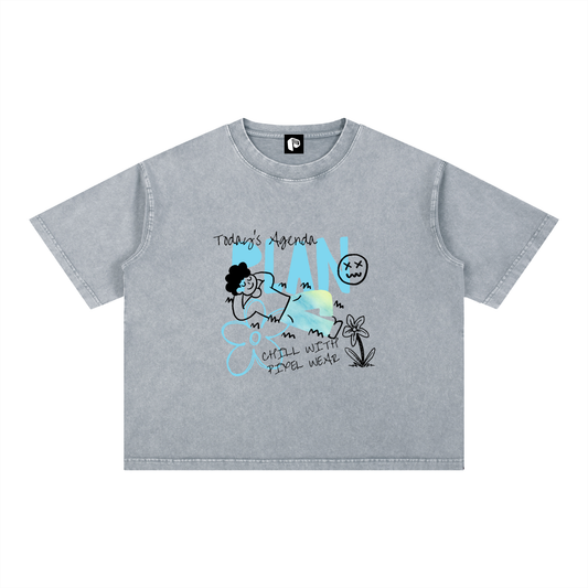 MINERAL WASH,BOXY TSHIRT,COTTON T-SHIRT,T-SHIRT,NEW,MENS WEAR,CHILL PLAN