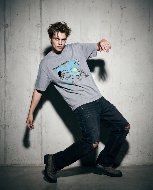 Mineral Wash Boxy Cotton T-Shirt - PIXEL WEAR LTD