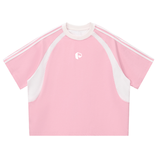 Contrast Stripes Panel Mesh T-,New,Mesh Tshirt,unisex