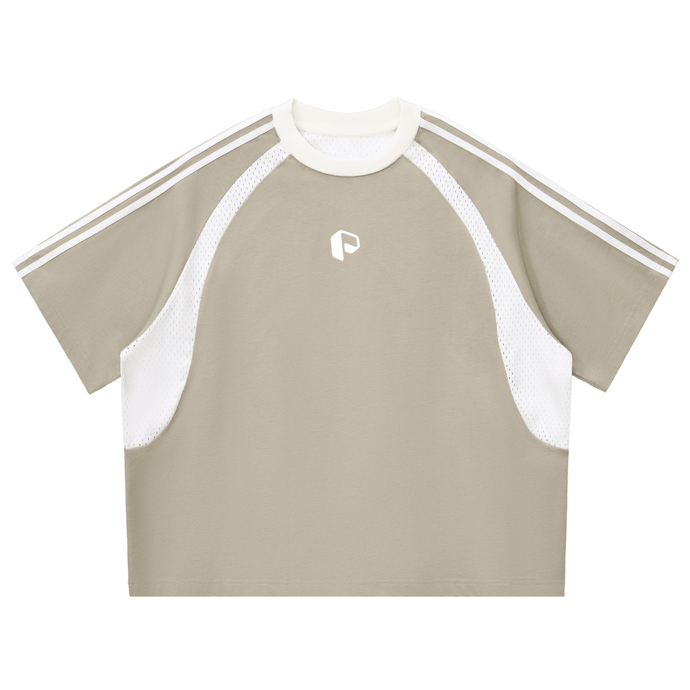 Contrast Stripes Panel Mesh T-,New,Mesh Tshirt,unisex