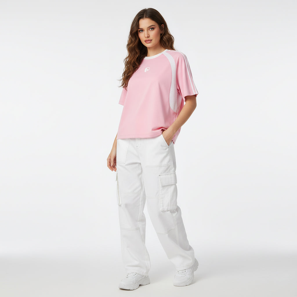 Contrast Stripes Panel Mesh T-shirt - PIXEL WEAR