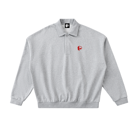 Fleece Polo Sweatshirt,Polo Sweatshirt,Sweatshirt,COLLARED SWEATSHIRT