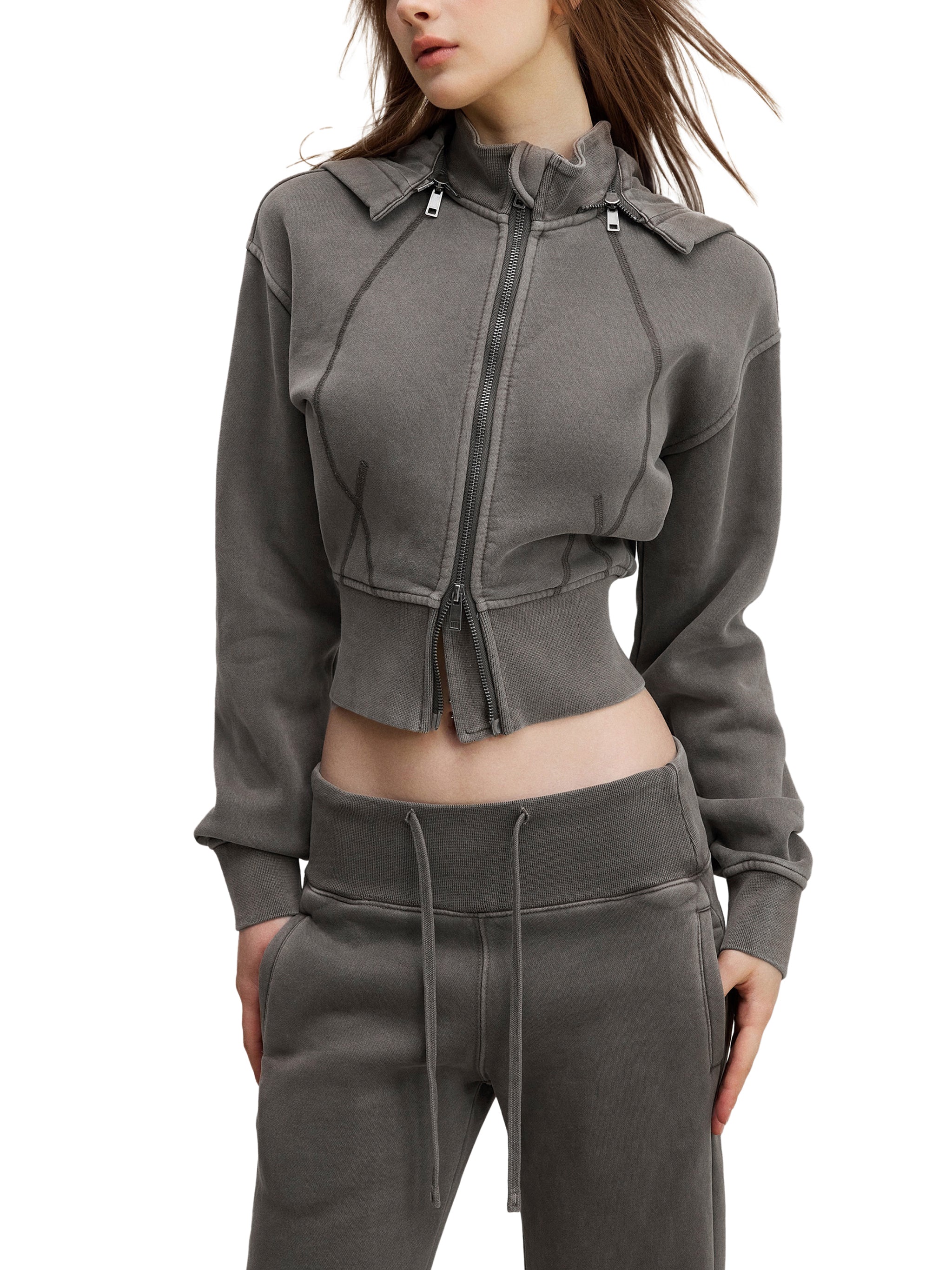 Cropped Fleece Hoodie,Vintage Washed,Fleece Hoodie,Womens Hoodie,Lady Luxe