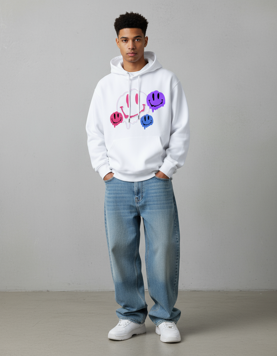 Smiley Fleece Hoodie - PIXEL WEAR